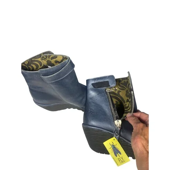 NWT Fly London Yava Ankle Boots EU 41 US 10/10.5 Gray Blue New MSRP$225 - Picture 11 of 16